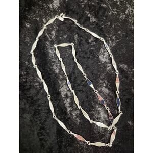 Vintage 1970s Sarah Coventry Silver-tone Shiny Bar Link 28 inch Necklace